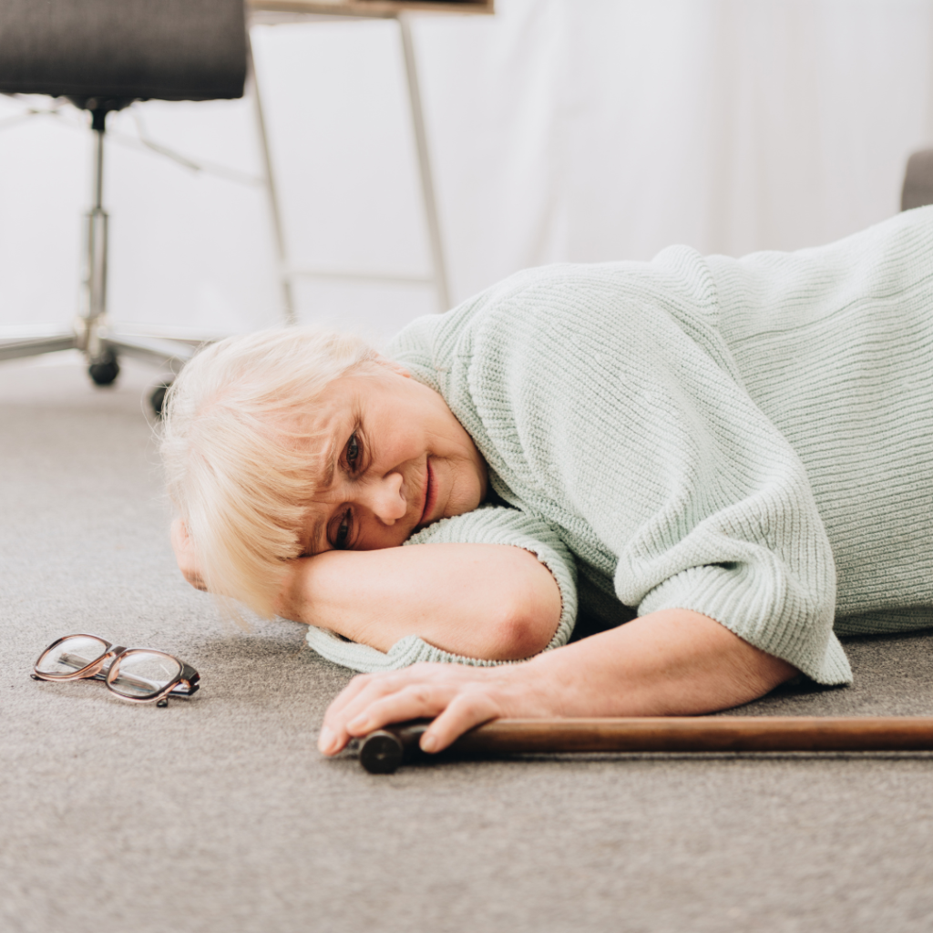 Senior woman fallen on floor | Comfort Keepers Calgary | BLOG POST | Senior In Home Care