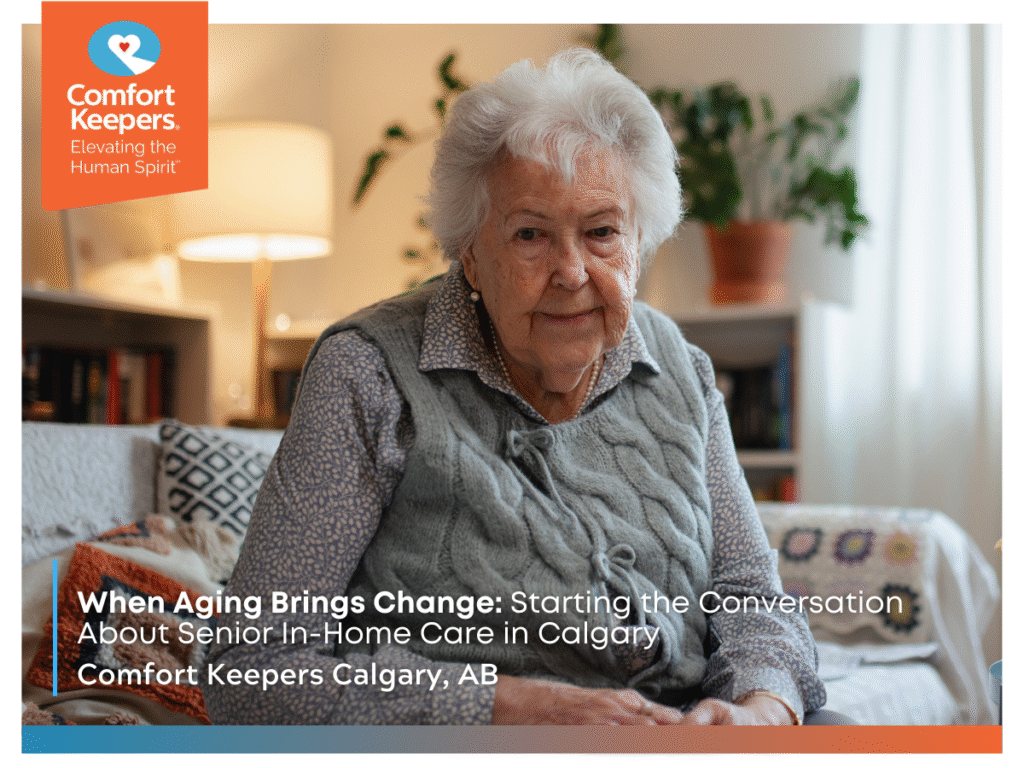 A senior woman seated on the couch | When Aging Brings Change: Starting the Conversation About Senior In-Home Care in Calgary | Comfort Keepers Calgary