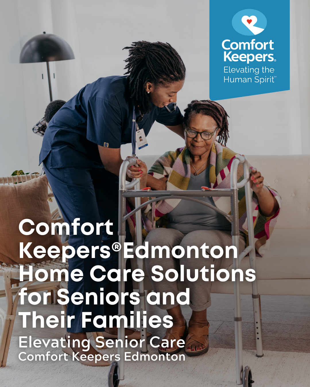 Caregiver helps senior woman from seated on couch to standing | Comfort Keepers Edmonton: Home Care Solutions for Seniors and Their Families | Comfort Keepers Edmonton | BLOG POST