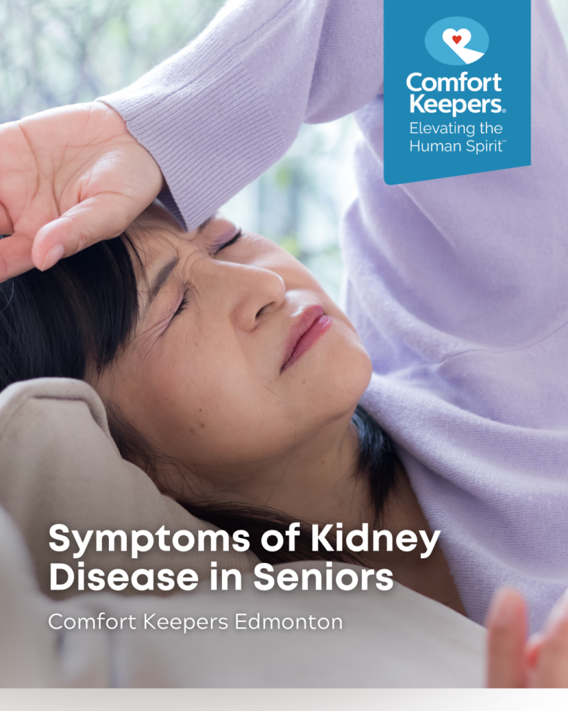 Senior woman laying down seemingly not feeling well | Symptoms of Kidney Disease in Seniors | Comfort Keepers Edmonton | BLOG POST