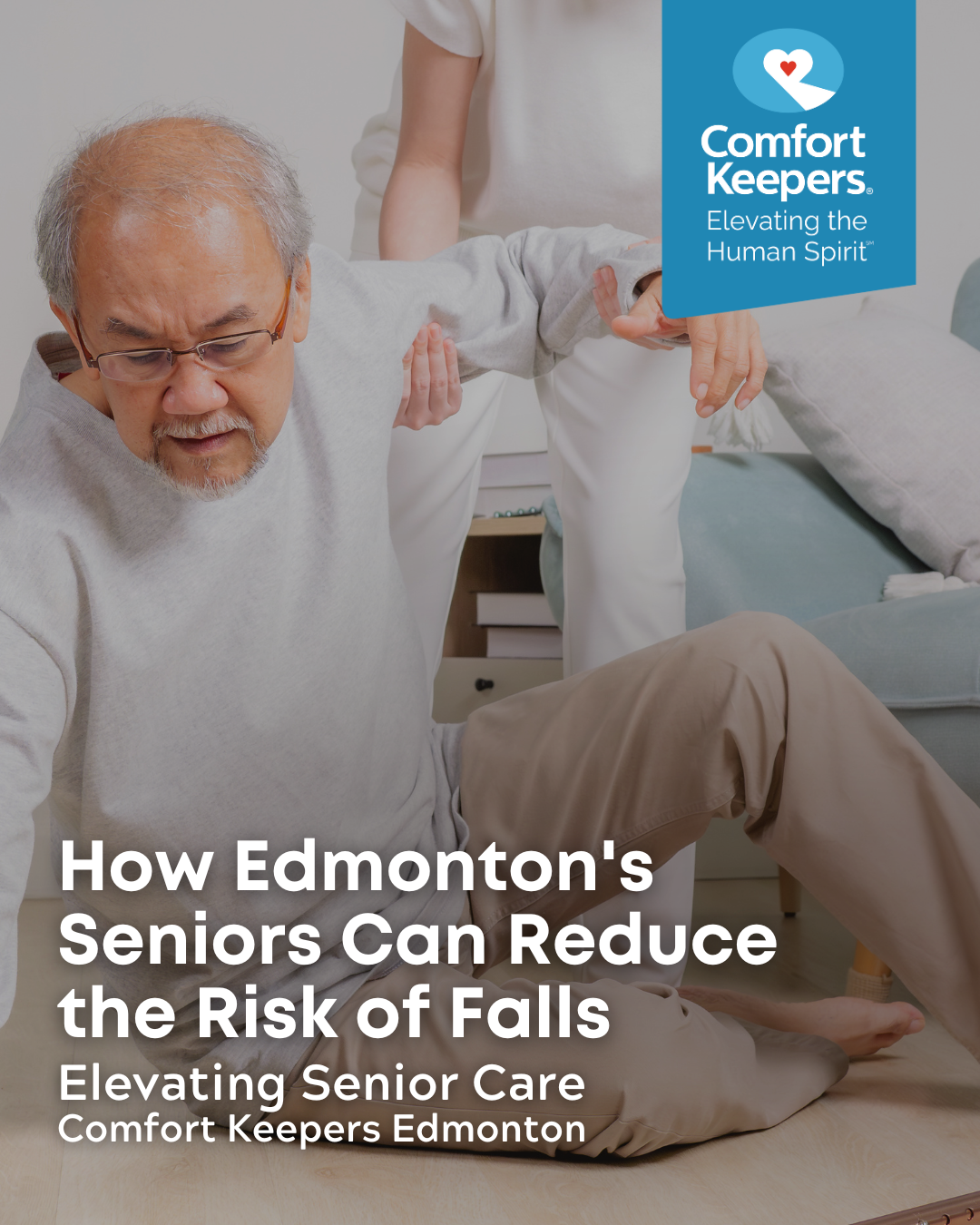 A senior male has fallen to the ground | How Edmonton's Seniors Can Reduce the Risk of Falls | Comfort Keepers Edmonton | BLOG POST