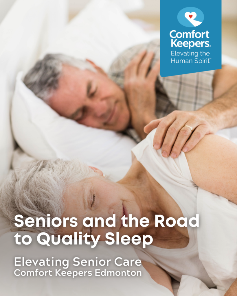 Senior couple asleep in bed | Seniors and the Road to Quality Sleep | Comfort Keepers Edmonton | BLOG POST