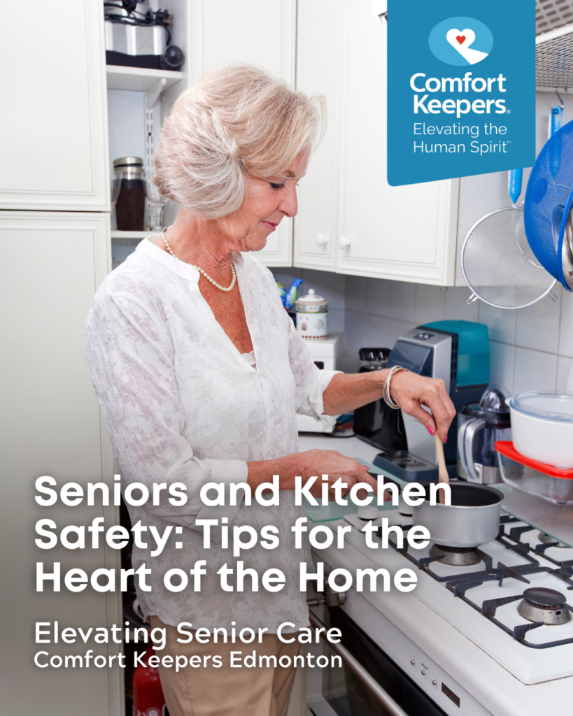 Senior woman cooking on stove top | Seniors and Kitchen Safety: Tips for the Heart of the Home | Comfort Keepers Edmonton | BLOG POST