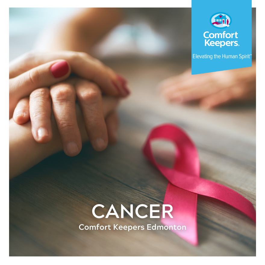 Holding hands and the red cancer ribbon | Dealing with a cancer diagnosis later in life | BLOG POST | Comfort Keepers Edmonton