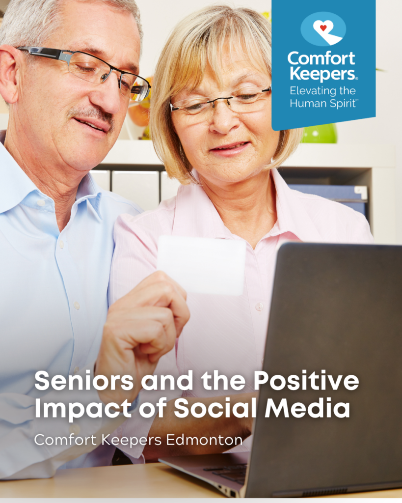 Senior couple enjoy their laptop | Seniors and the Positive Impact of Social Media | Comfort Keepers Edmonton | BLOG POST