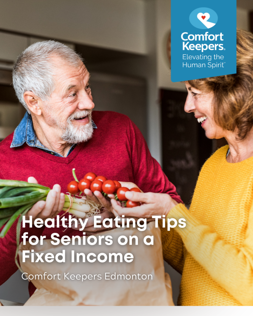 Senior male with groceries | Healthy Eating Tips for Seniors on a Fixed Budget | Comfort Keepers Edmonton | BLOG POST