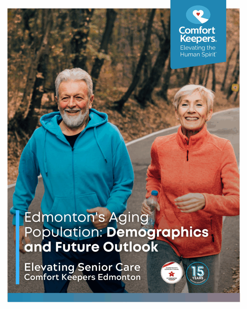 Senior couple enjoying a walk outdoors | Edmonton's Aging Populations: Demographics and Future Outlook | Comfort Keepers Edmonton | BLOG POST
