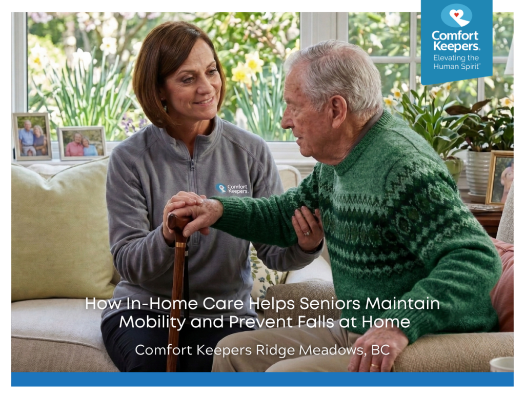 A senior man is assisted by her caregiver | Comfort Keepers Ridge Meadows