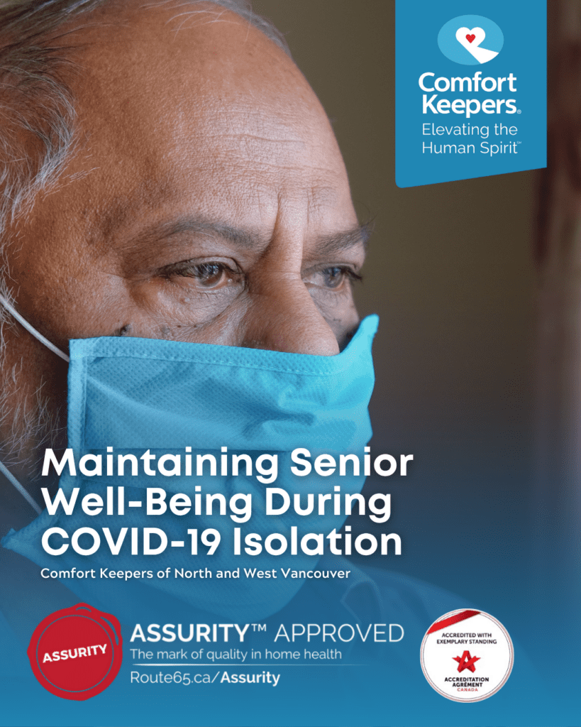 Senior male wearing blue mask | Maintaining Senior Well-Being During COVID-19 Isolation | Comfort Keepers North & West Vancouver | BLOG POST