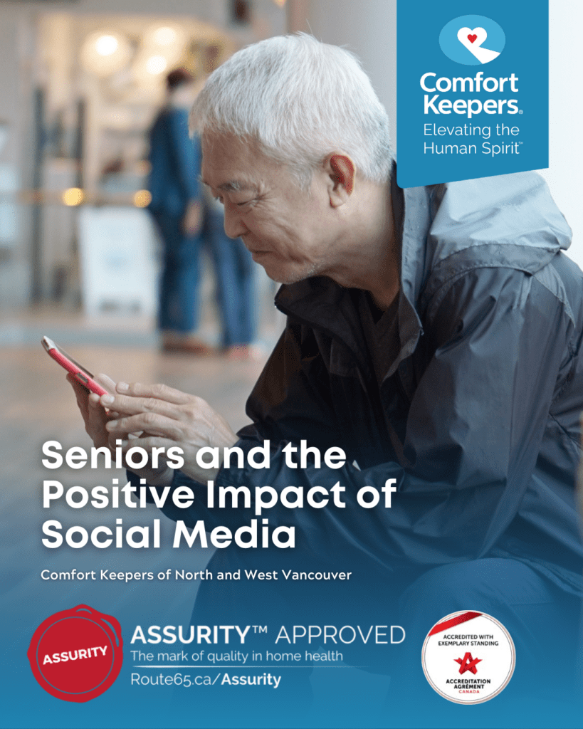 Senior male on smart phone | Seniors and the Positive Impact of Social Media | Comfort Keepers North and West Vancouver | BLOG POST