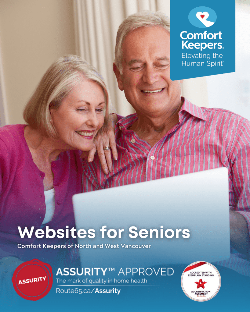 Senior couple on computer | Websites for Seniors | Comfort Keepers North and West Vancouver | BLOG POST