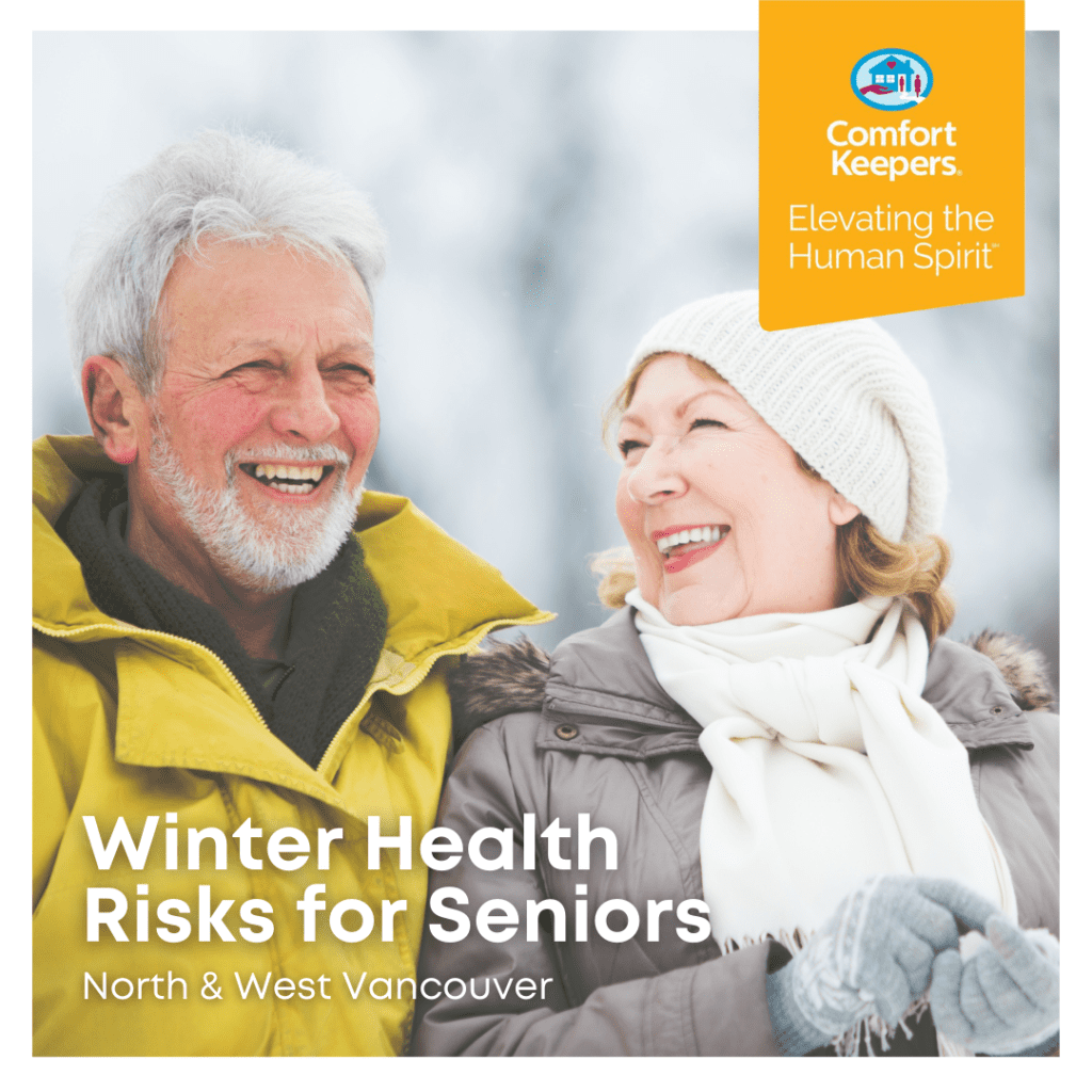 Senior couple outside in winter | Winter Health Risk for Seniors | BLOG POST | Comfort Keepers North and West Vancouver
