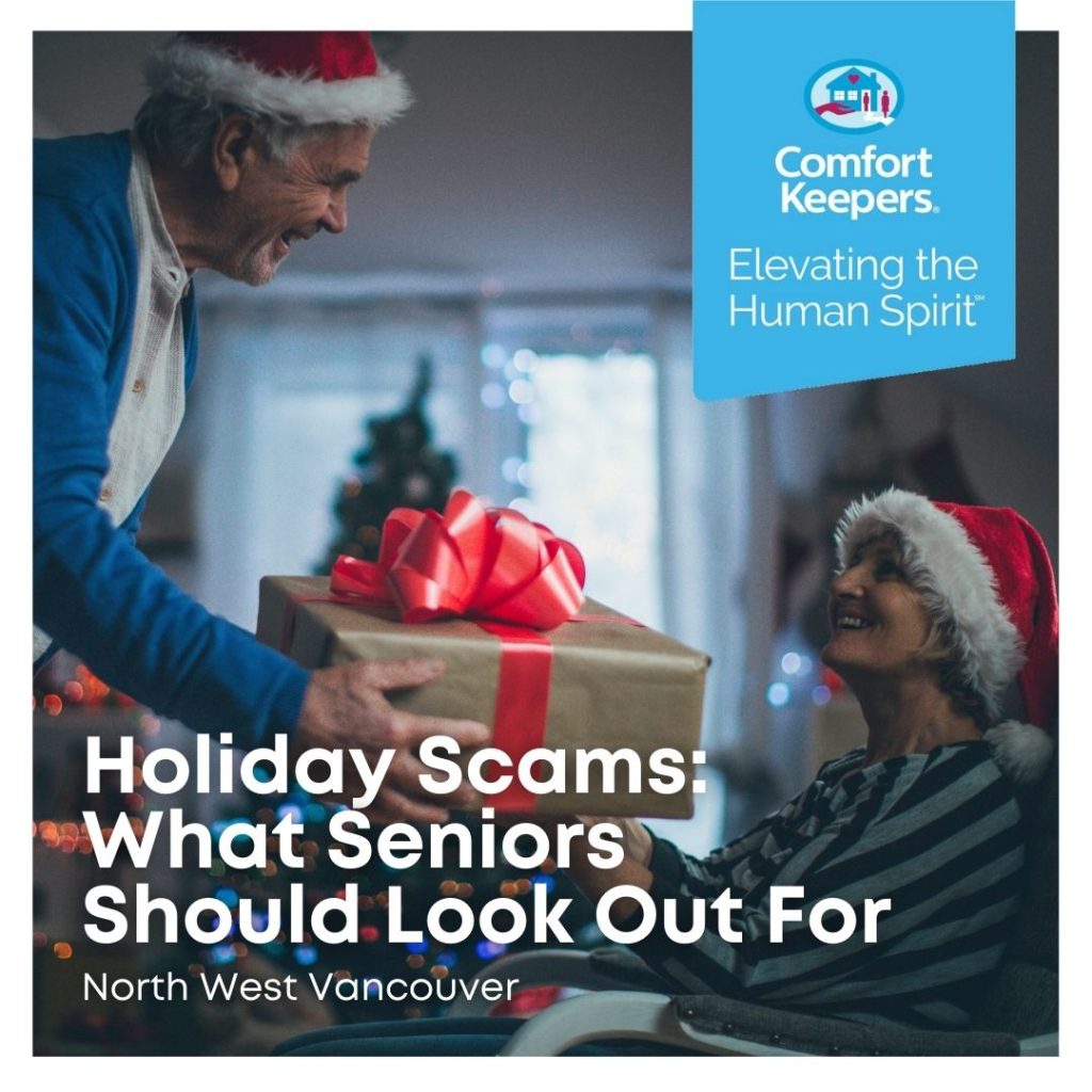 Seniors exchanging Christmas gifts | Holiday Scams | BLOG POST | Comfort Keepers North Vancouver and West Vancouver