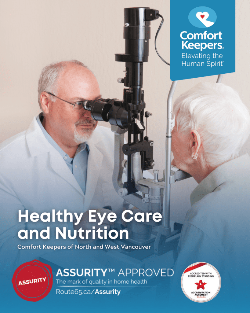 Senior receiving an eye exam | Healthy Eye Care and Nutrition | Comfort Keepers North and West Vancouver | BLOG POST