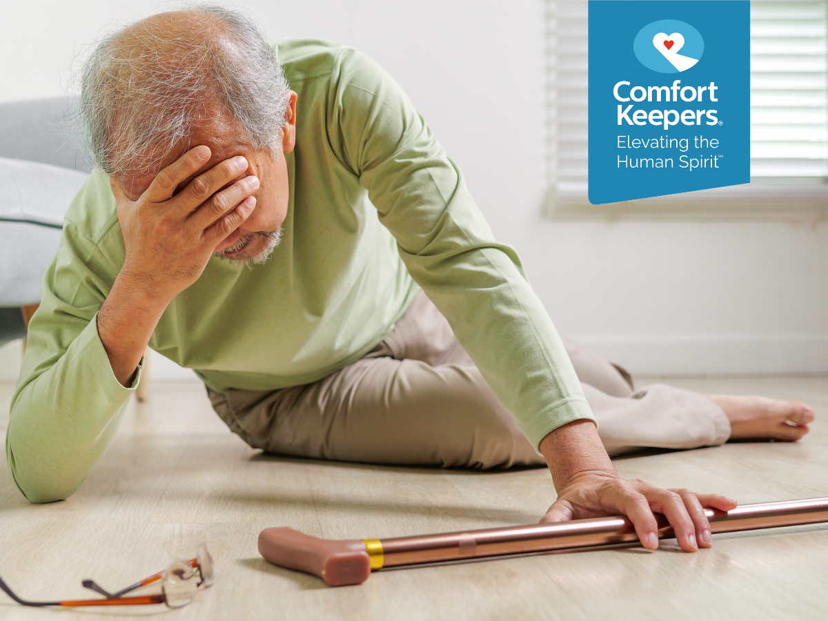 A senior man after falling to the floor | Senior Falls: Risk Factors and Prevention Strategies | Comfort Keepers North and West Vancouver