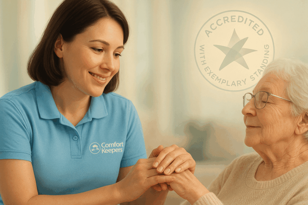 Senior woman holding hands with Comfort Keepers caregiver | The Comfort Keeper Difference | BLOG POST | Comfort Keepers North and West Vancouver