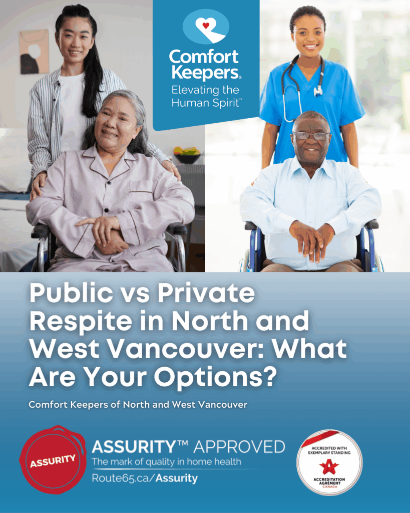 Private at-home caregiver with senior and Public caregiver with senior | Public vs Private Respite in North & West Vancouver: What Are Your Options | Comfort Keepers North and West Vancouver | BLOG POST