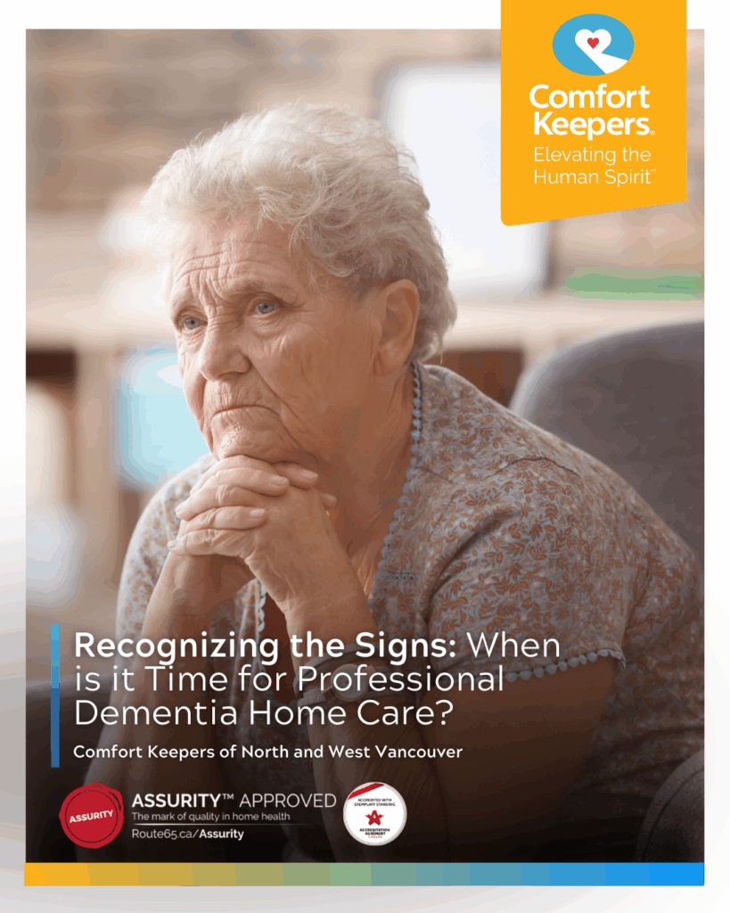 A senior woman site alone | Recognizing the Signs: When is it Time for Professional Dementia Home Care? | Comfort Keepers North and West Vancouver