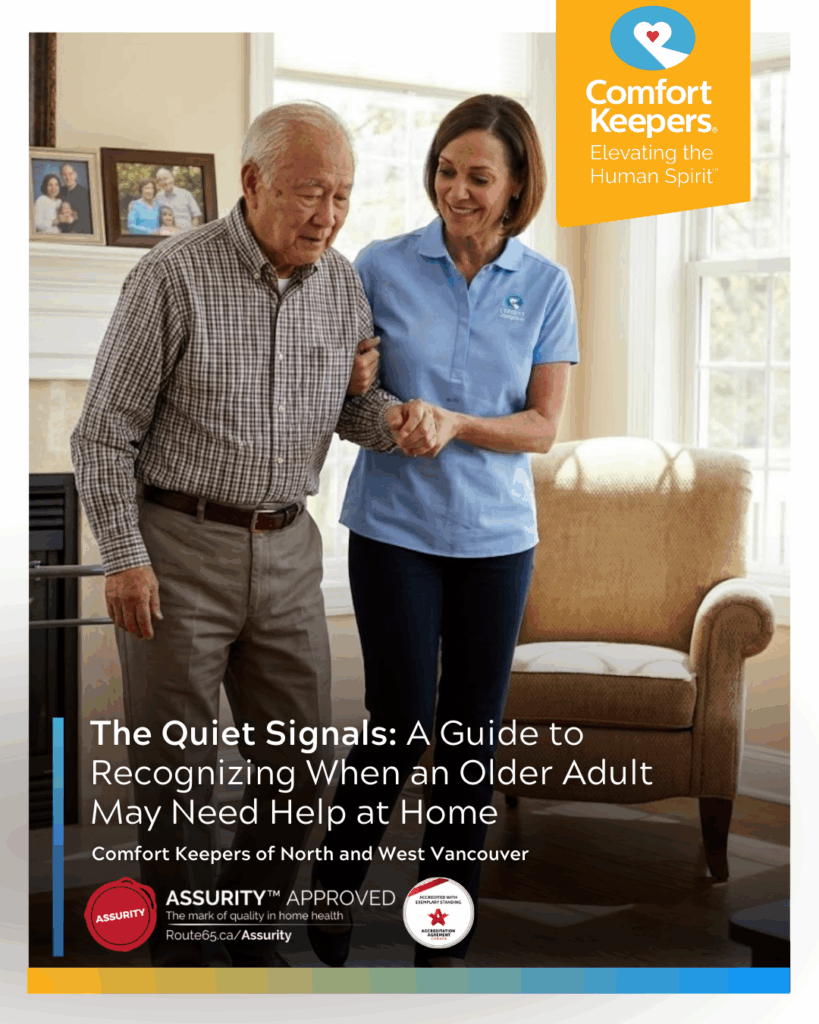 A senior man assisted by his caregiver | The Quiet Signals: A Guide to Recognizing When an Older Adult May Need Help at Home | Comfort Keepers North and West Vancouver