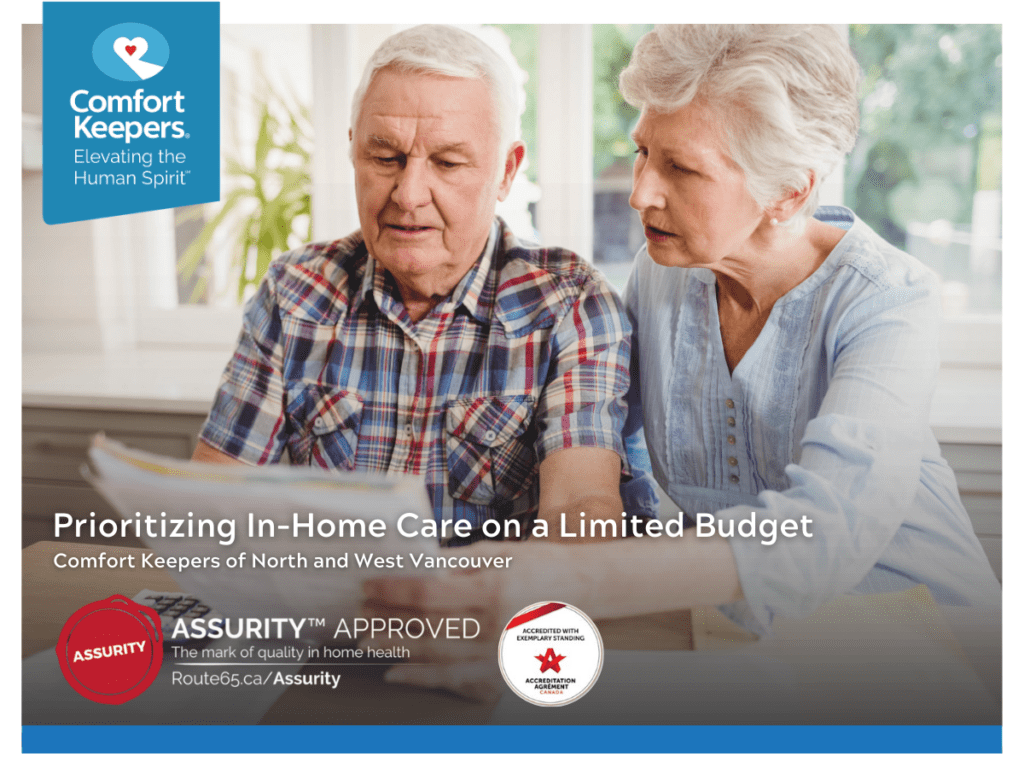 A senior couple sits at a table and goes over paperwork | Prioritizing In-Home Care When the Budget Is Limited | Comfort Keepers North and West Vancouver