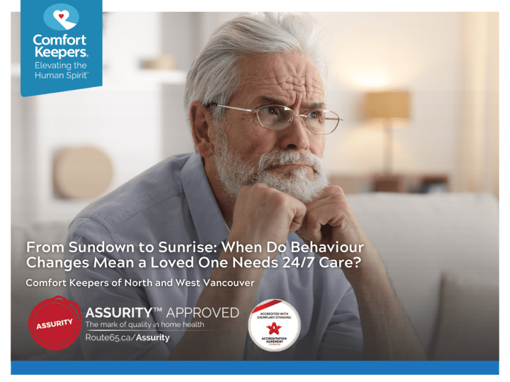 A senior male sits alone with his chin resting on his fists | When Behaviour Changes Mean a Loved One Needs 24/7 Care | Comfort Keepers North and West Vancouver