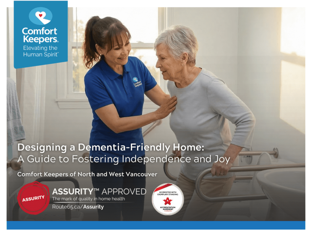 A caregiver assists a senior client in the washroom | Designing a Dementia Friendly Home to Support Independence | Comfort Keepers North and West Vancouver