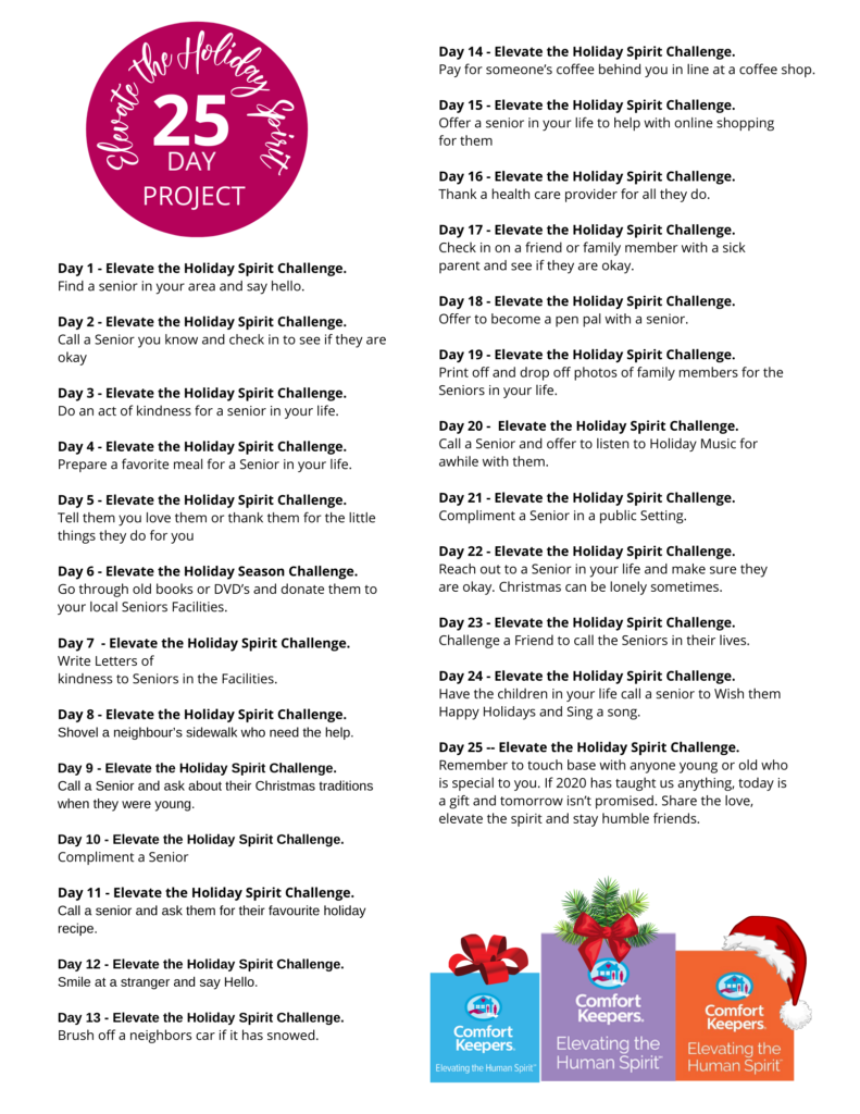 Comfort Keepers Orangeville - Elevate the Holiday Spirit 25 Day Challenge | BLOG POST