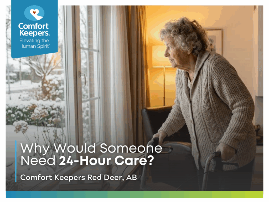 A senior woman looking out the window | Why Would Someone Need 24-Hour Care? | Comfort Keepers Red Deer