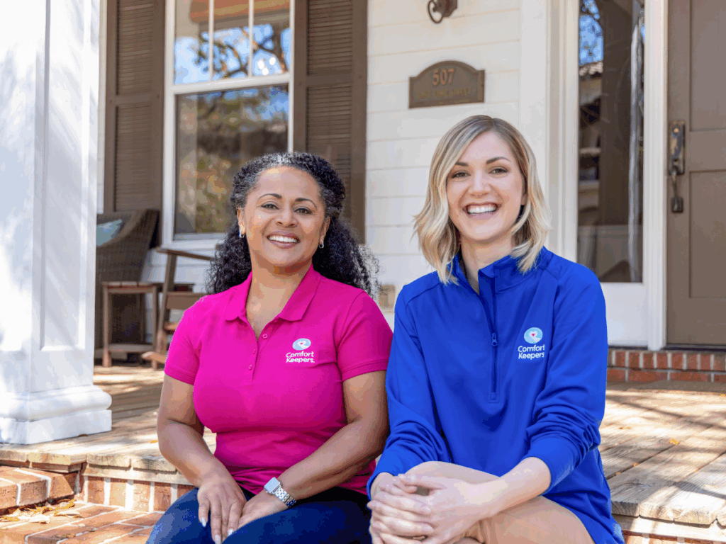 Two Comfort Keepers' caregivers seated on front porch | The Home Care Assessment: Your Collaborative First Step to Peace of Mind | Comfort Keepers Regina | BLOG POST