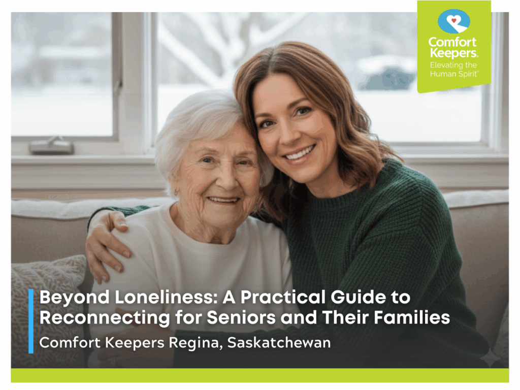 A senior woman and her caregiver are seated on a couch | Beyond Loneliness: A Practical Guide to Reconnecting for Seniors and Their Families | Comfort Keepers Regina