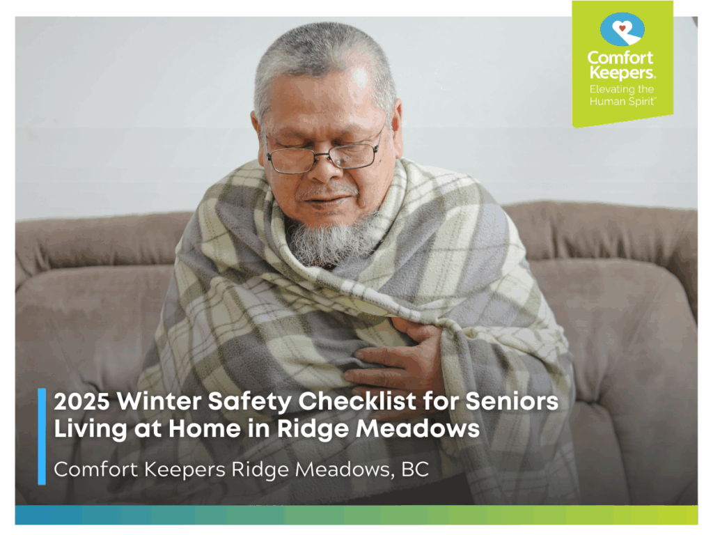 A senior male is wrapped in a blanket and seated on couch | 2025 Winter Safety Checklist for Seniors Living at Home in Ridge Meadows | Comfort Keepers Ridge Meadows