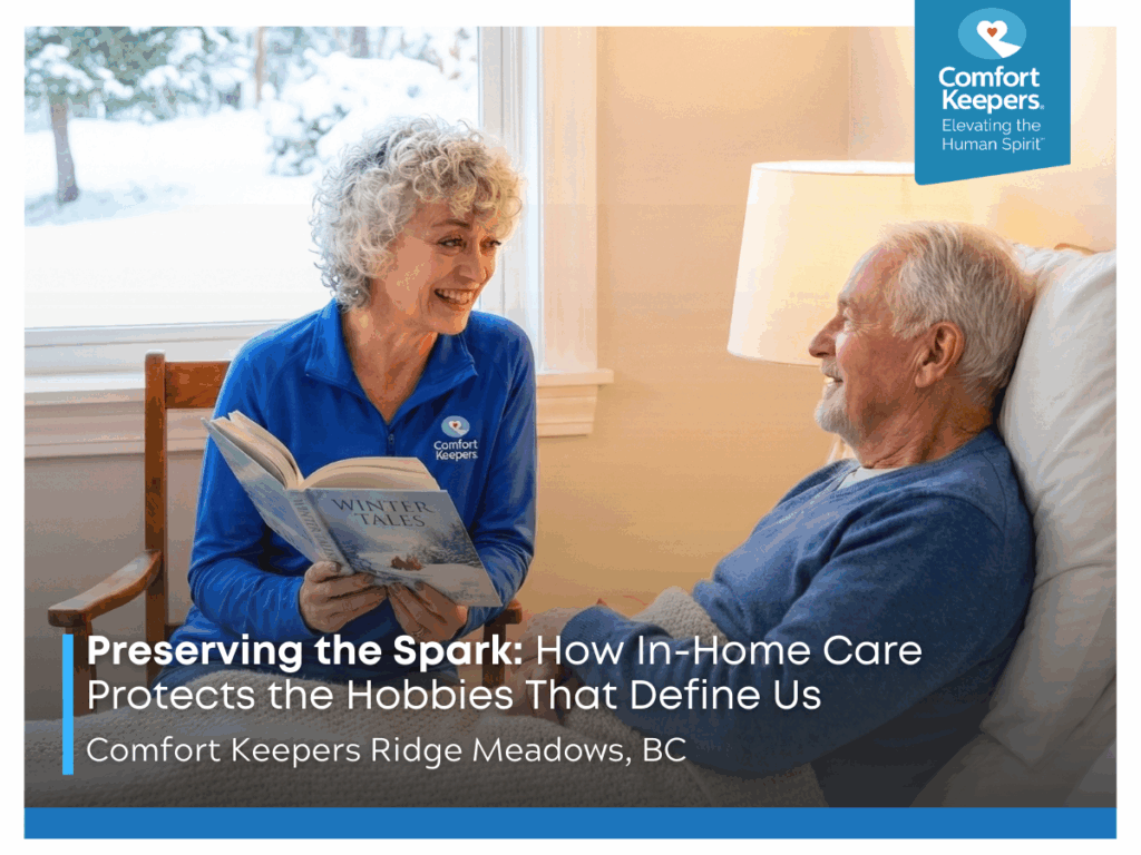 A senior make rests in bed while a caregiver reads from a book | Preserving the Spark: How In-Home Care Protects the Hobbies That Define Us | Comfort Keepers Ridge Meadows