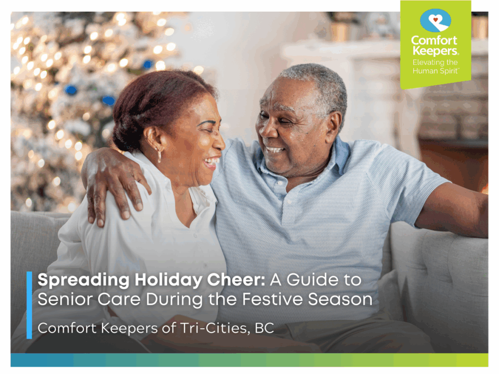 A senior parent and adult child seated on a couch together | Spreading Holiday Cheer: A Guide to Senior Care During the Festive Season | Comfort Keepers Tri-Cities