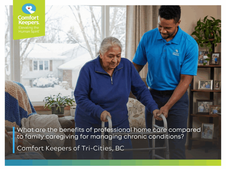 What are the benefits of professional home care compared to family caregiving for managing chronic conditions? 