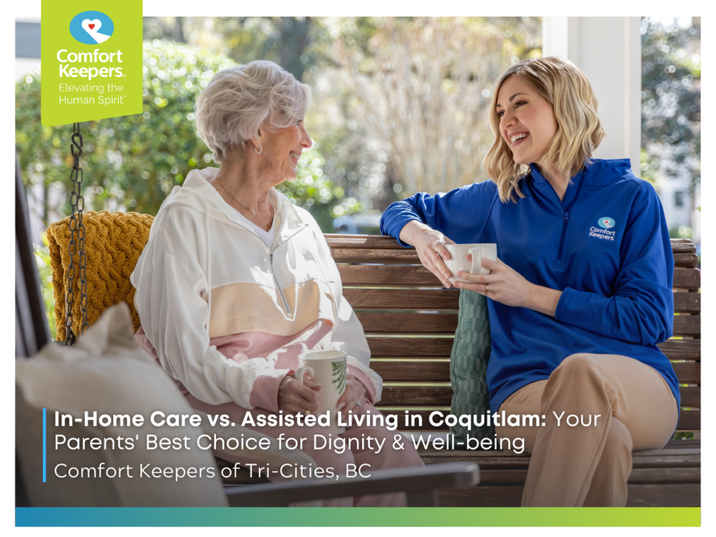A senior chats with her caregiver | In-Home Care vs. Assisted Living in Coquitlam: Your Parents' Best Choice for Dignity & Well-being | Comfort Keepers Tri-Cities