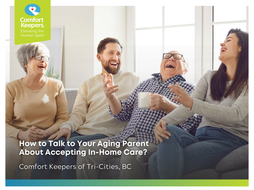 A family talks and laughs together | How to Talk to Aging Parents About Home Care: A Family Guide | Comfort Keepers Tri-Cities