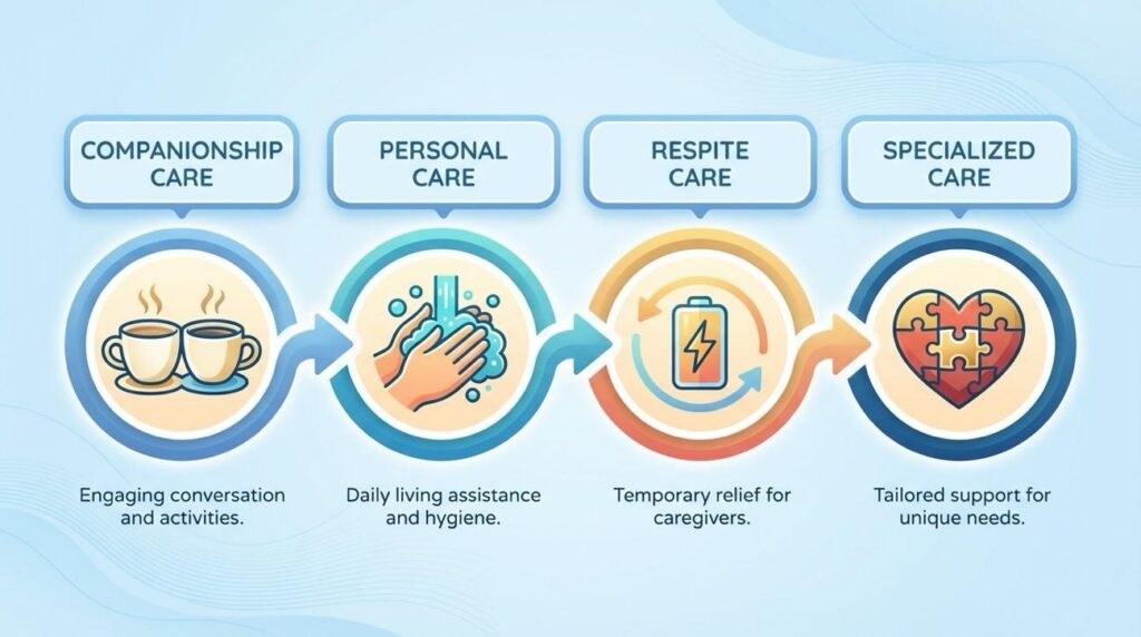 Infographic that illustrates the variety of care Comfort Keepers offers | How to Talk to Aging Parents About Home Care: A Family Guide | Comfort Keepers Tri-Cities
