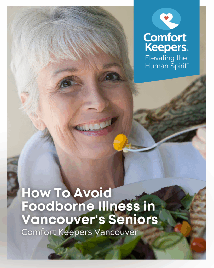 A senior woman eating a salad | How To Avoid Foodborne Illness in Vancouver's Seniors | Comfort Keepers Vancouver | BLOG POST