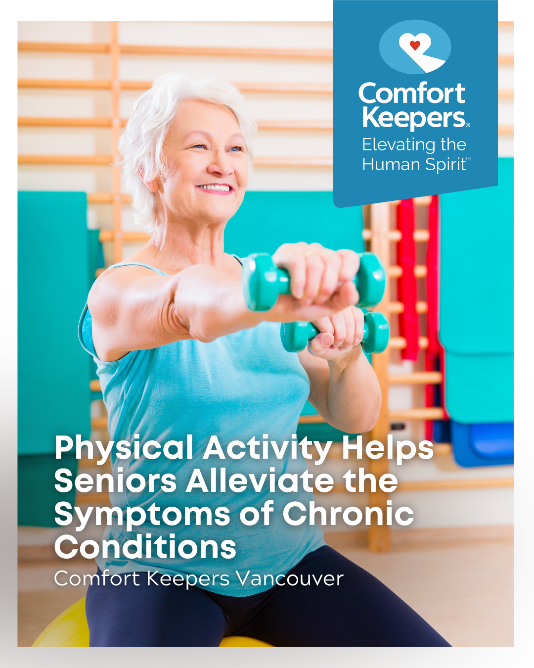 Senior woman engaged in low-impact exercise | Physical Activity Helps Seniors Alleviate the Symptoms of Chronic Conditions | Comfort Keepers Vancouver | BLOG POST