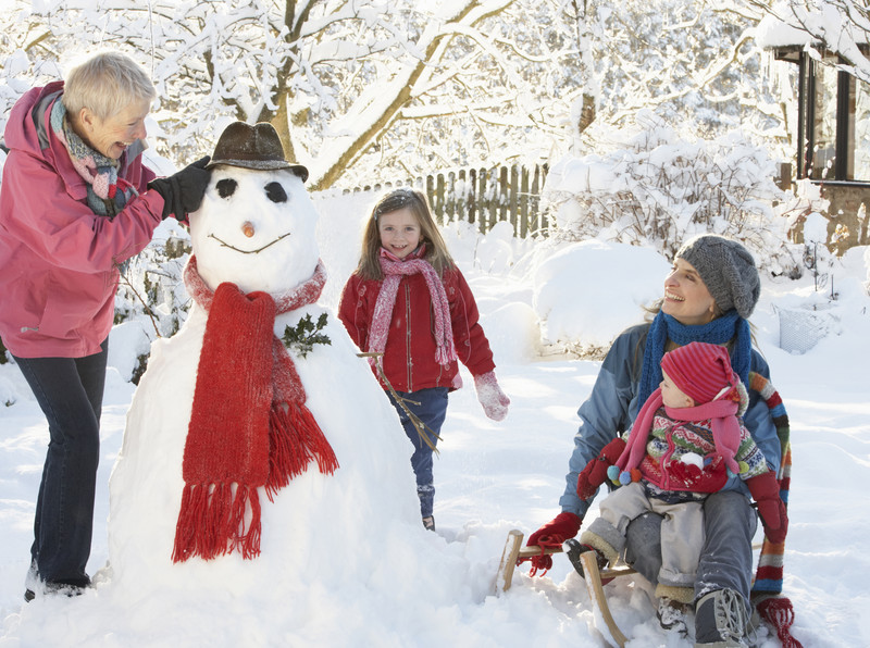 Senior with grandchildren playing in snow | Activities for Seniors | Comfort Keepers Vancouver | BLOG POST