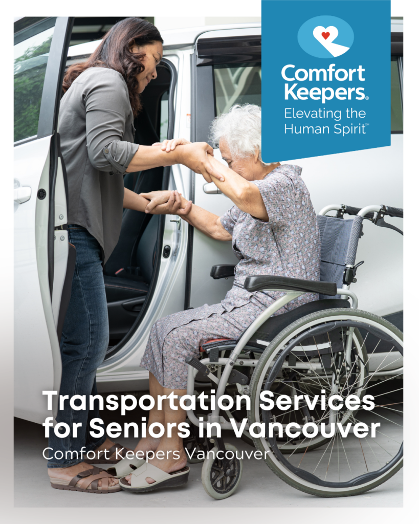 Senior woman seated in wheelchair is assisted by caregiver upon getting into vehicle | Comfort Keepers Vancouver | Transportation Services for Seniors in Vancouver | BLOG POST