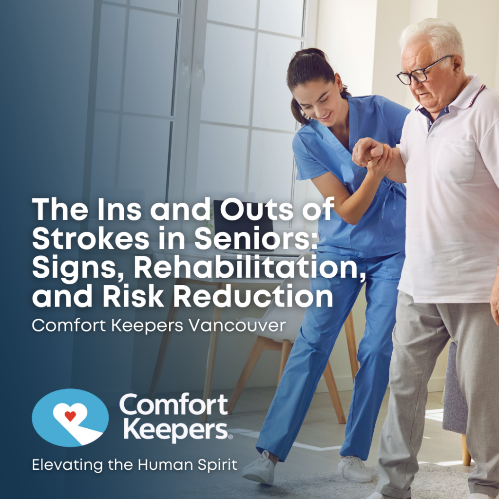 Senior walking with the assistance of a caregiver | Strokes in Seniors | BLOG POST | Comfort Keepers Vancouver