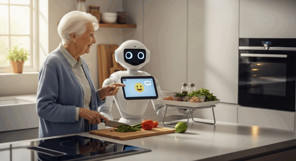 Senior woman in kitchen with AI support | The Future of Senior Care with AI | Comfort Keepers Vancouver | BLOG POST