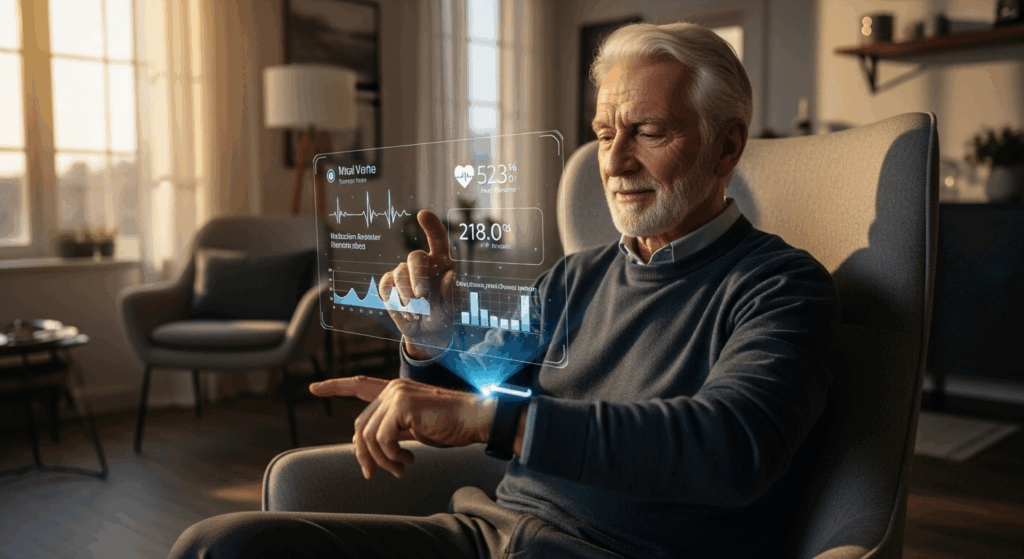 A senior male with smart watch | The Future of Senior Care with AI | Comfort Keepers Vancouver | BLOG POST