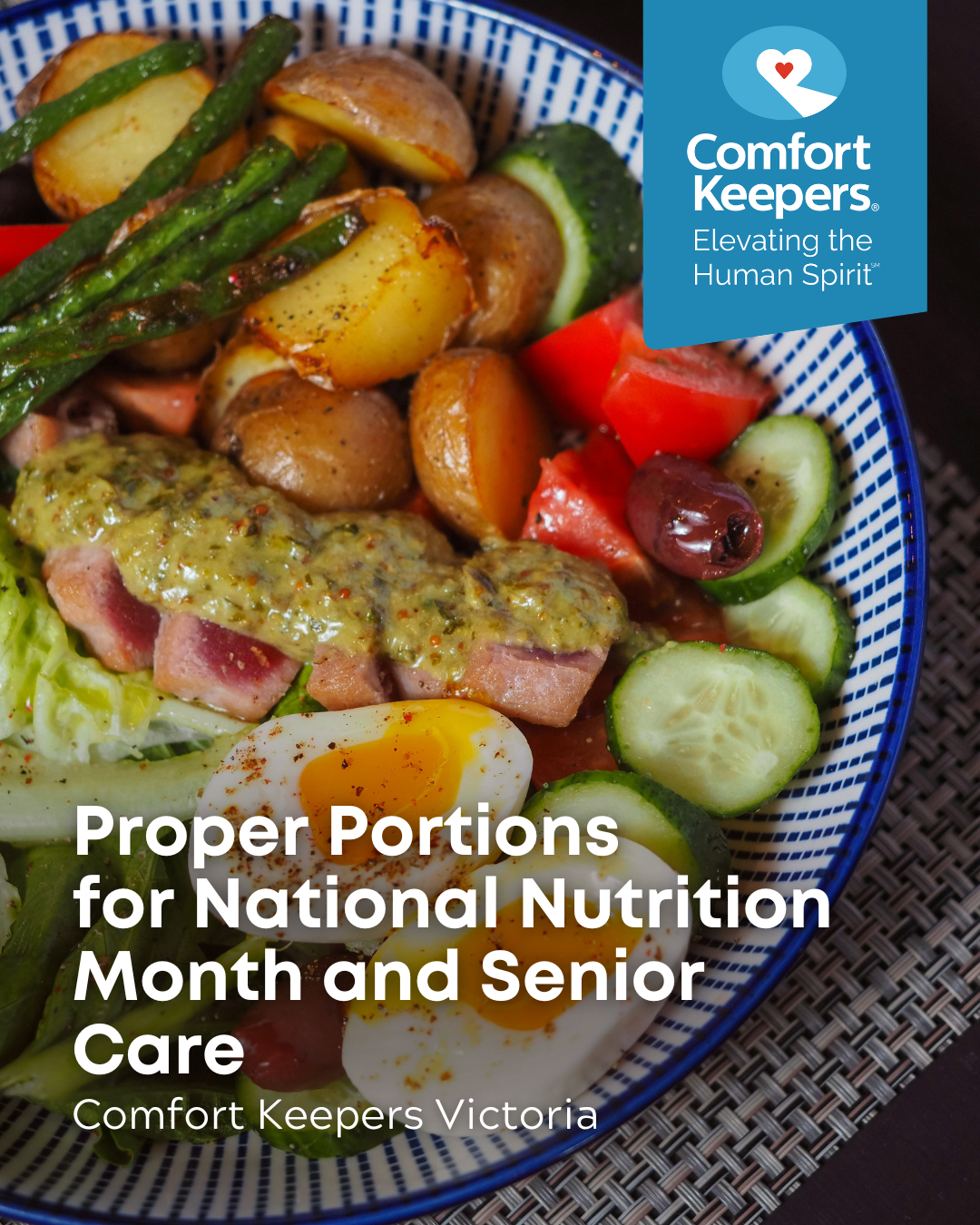 A plate of healthy food | Proper Portions for National Nutrition Month and Senior Care | Comfort Keepers Victoria | BLOG POST