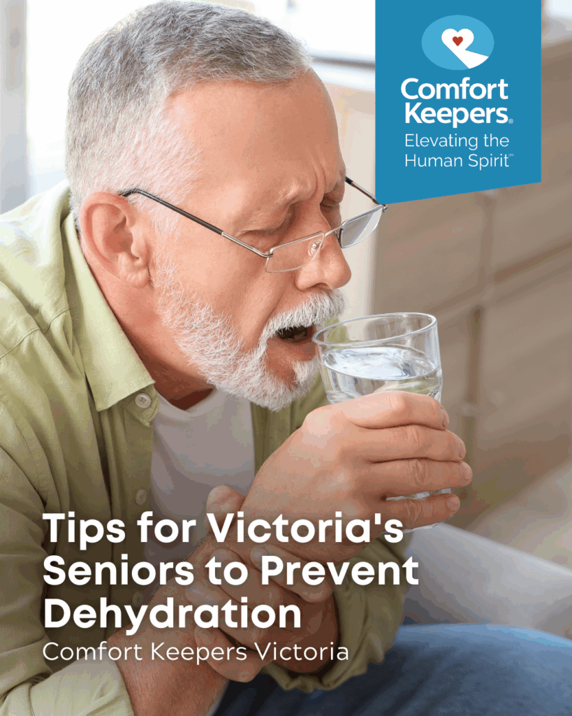 A senor male drinking a glass of water | Tips for Victoria's Seniors to Prevent Dehydration | Comfort Keepers Victoria | BLOG POST