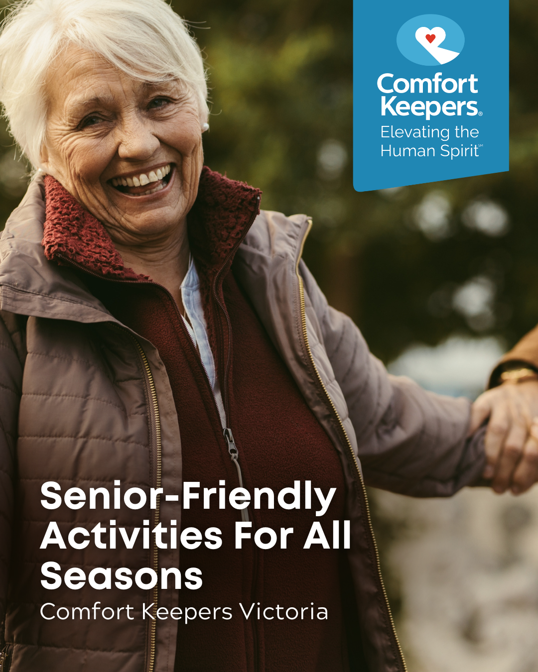 A senior woman smiling while outside | Victoria's Senior-Friendly Activities For All Seasons | Comfort Keepers Victoria | BLOG POST