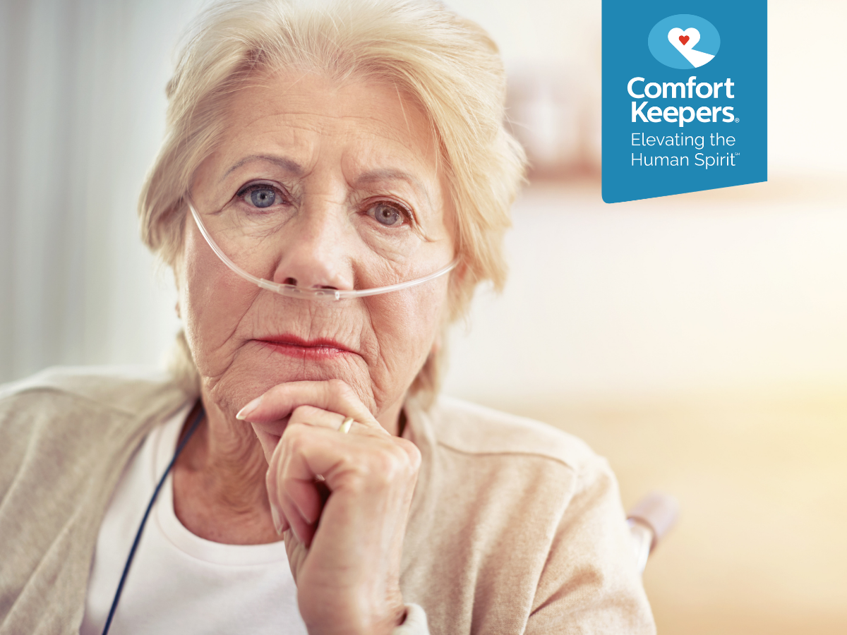 A senior wearing oxygen tubes | Victoria Senior Health: The Causes of Pneumonia, Treatment, and Prevention | Comfort Keepers Victoria