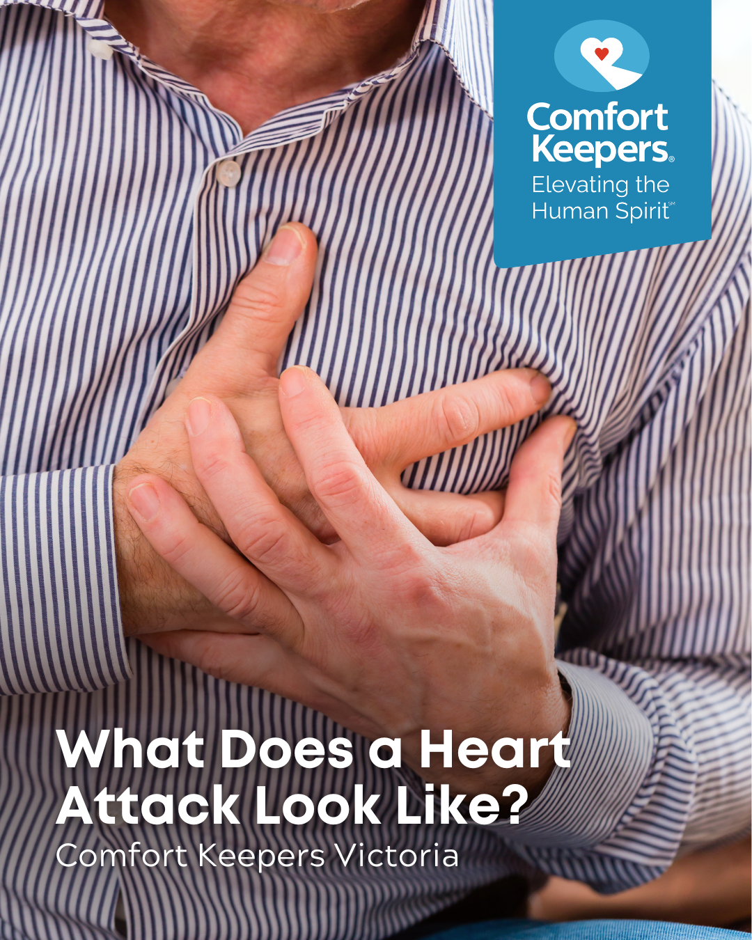A senior man clutches his chest | What Does a Heart Attack Look Like? | Comfort Keepers Victoria