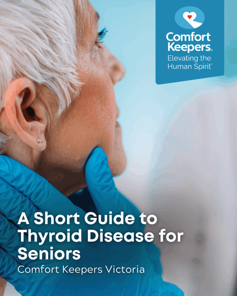Senior woman experiencing a thyroid exam | A Short Guide to Thyroid Disease for Seniors | Comfort Keepers Victoria | BLOG POST